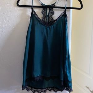 Nordstrom Green Satin Lace Cami